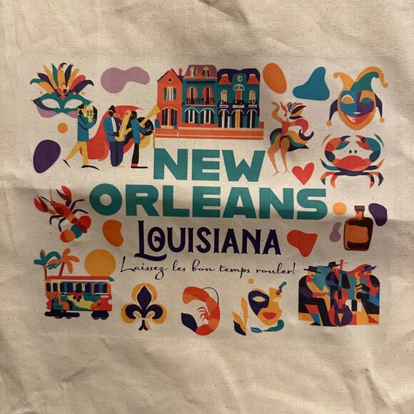 New Orleans Louisiana Canvas Tote Bag Mardi Gras NOLA Travel Souvenir Reusable - Picture 5 of 12
